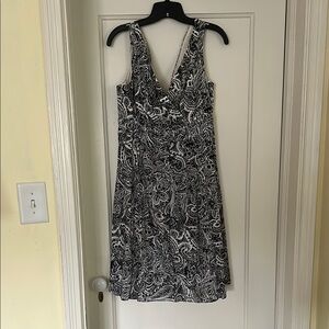 Elegant Black and White Paisley Dress